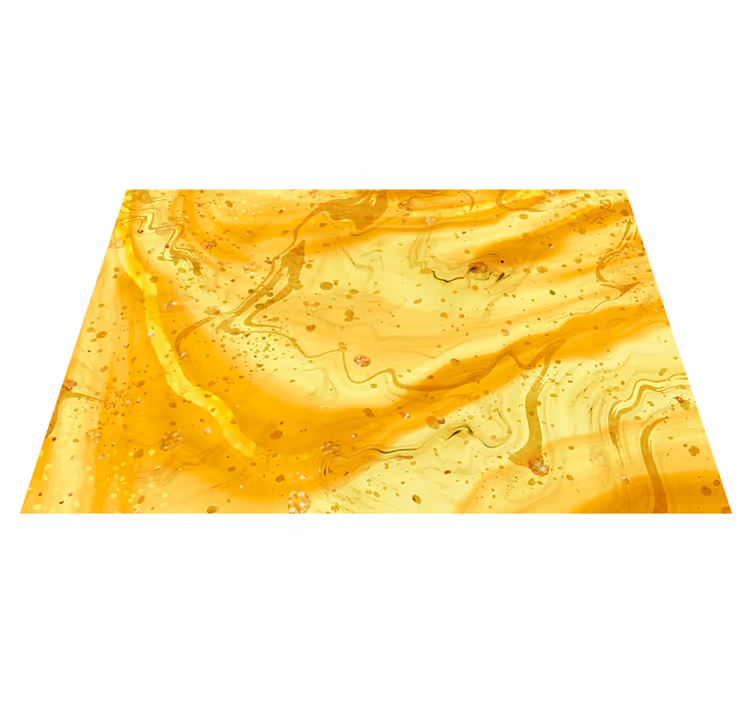 Textured vinyl rug yellow liquid marble gold splatter - TenStickers