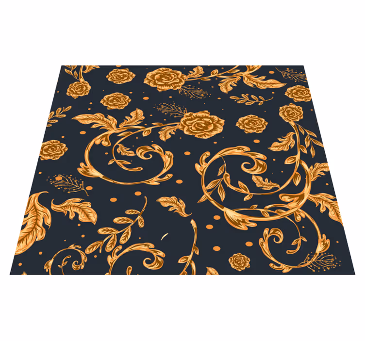 Vintage vinyl rug golden leaf wallpaper design - TenStickers