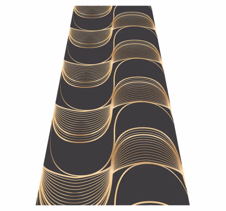 Vintage vinyl rug with gold waves art design - TenStickers