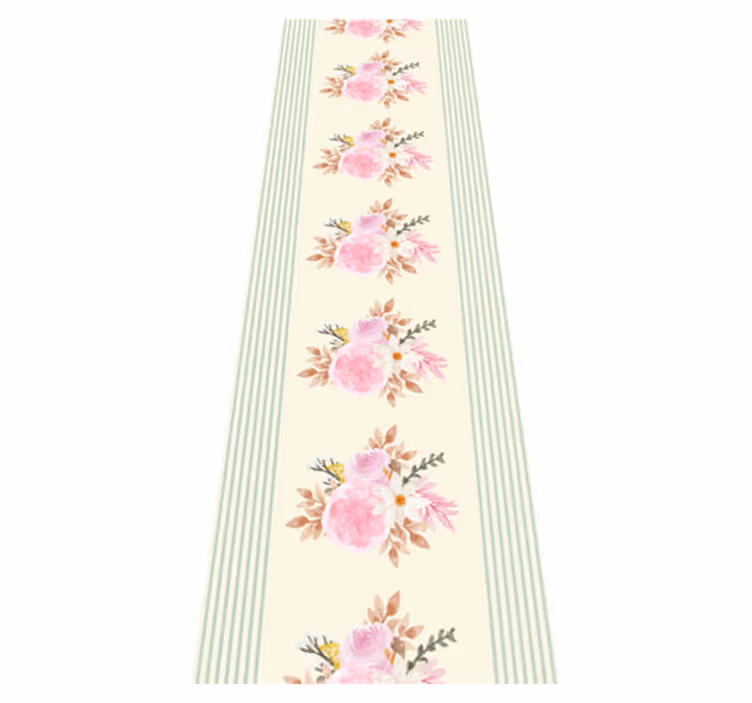 Vintage vinyl rug french provincial stripe floral - TenStickers