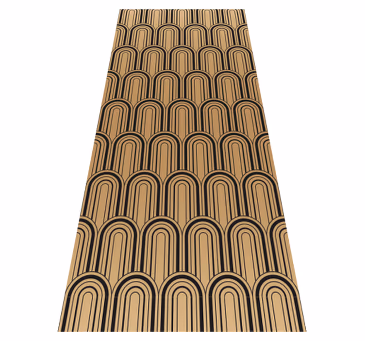 Vintage vinyl rug with golden arc art design - TenStickers