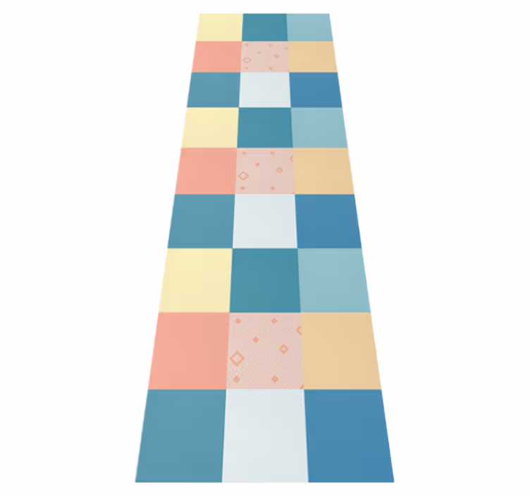 Vintage vinyl rug in vibrant patchwork design - TenStickers