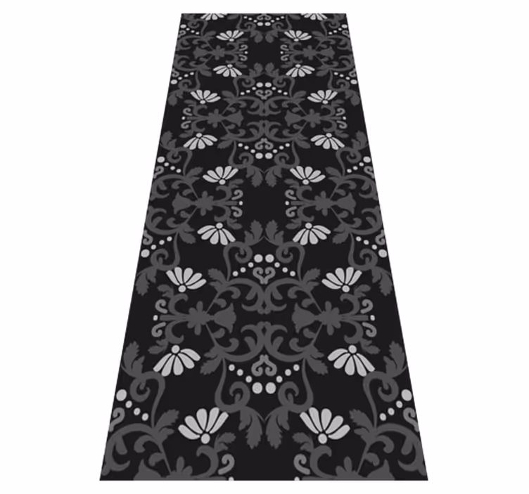 Vintage vinyl rug in black classical damask style - TenStickers