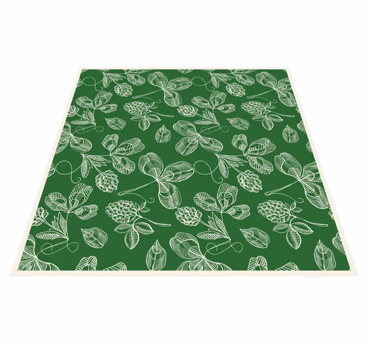 Vintage vinyl rug green magnolia twig design - TenStickers