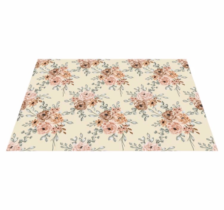 Vintage vinyl rug romantic large rose painting - TenStickers