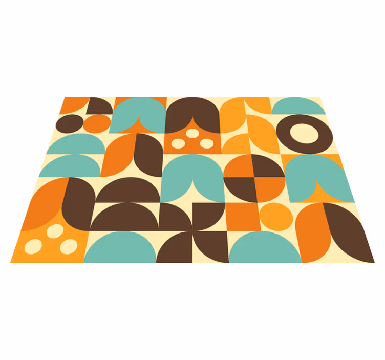Vintage vinyl rug with geometric 70's abstract shapes - TenStickers
