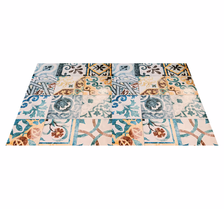 Vintage vinyl rug with retro mosaic design - TenStickers
