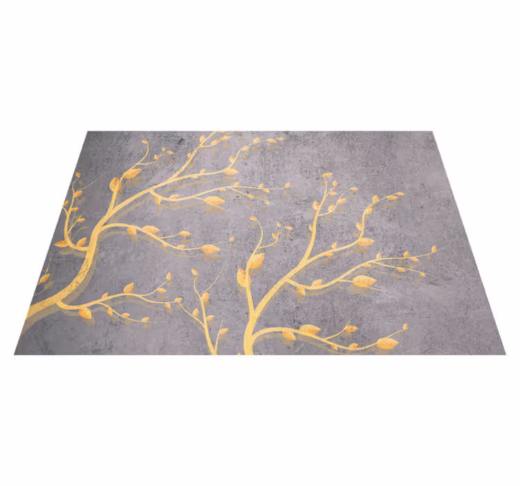 Vintage vinyl rug with golden tree design - TenStickers