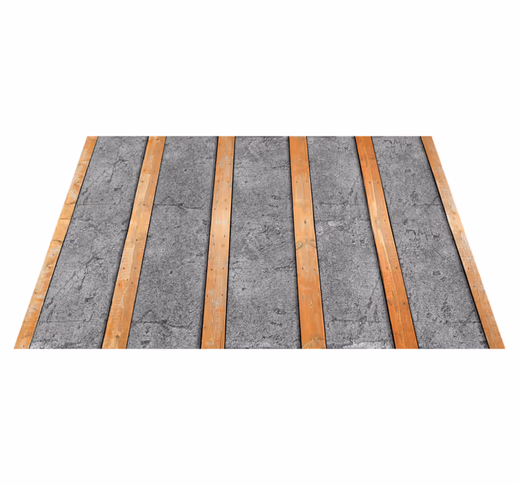 Textured vinyl rug with wooden plank design on concrete - TenStickers