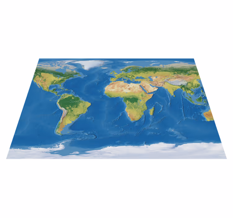 World map vinyl rug geographic realistic map - TenStickers