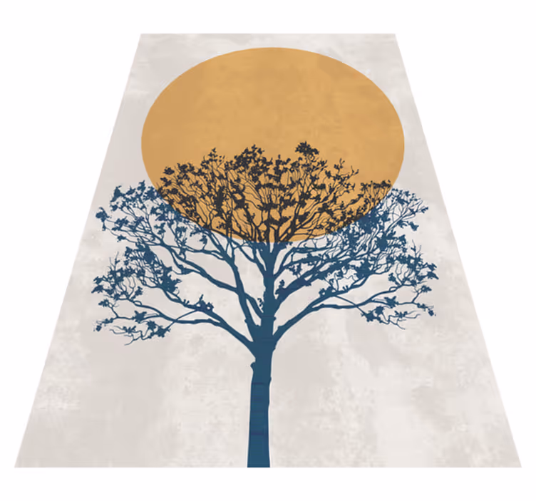 Flower vinyl rug tree at sunrise - TenStickers