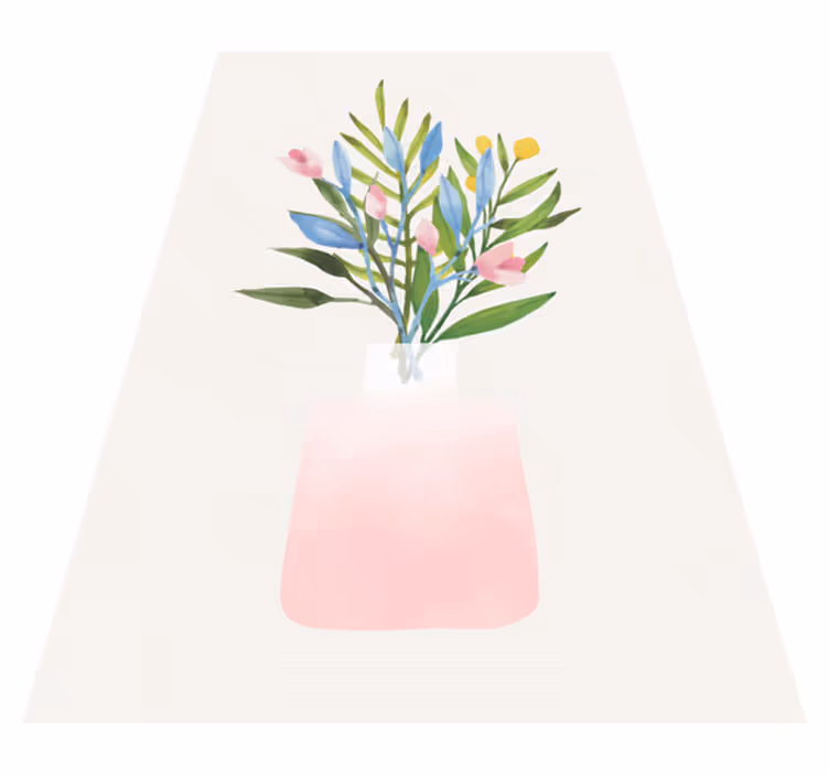 Flower vinyl rug with potted flowers design - TenStickers