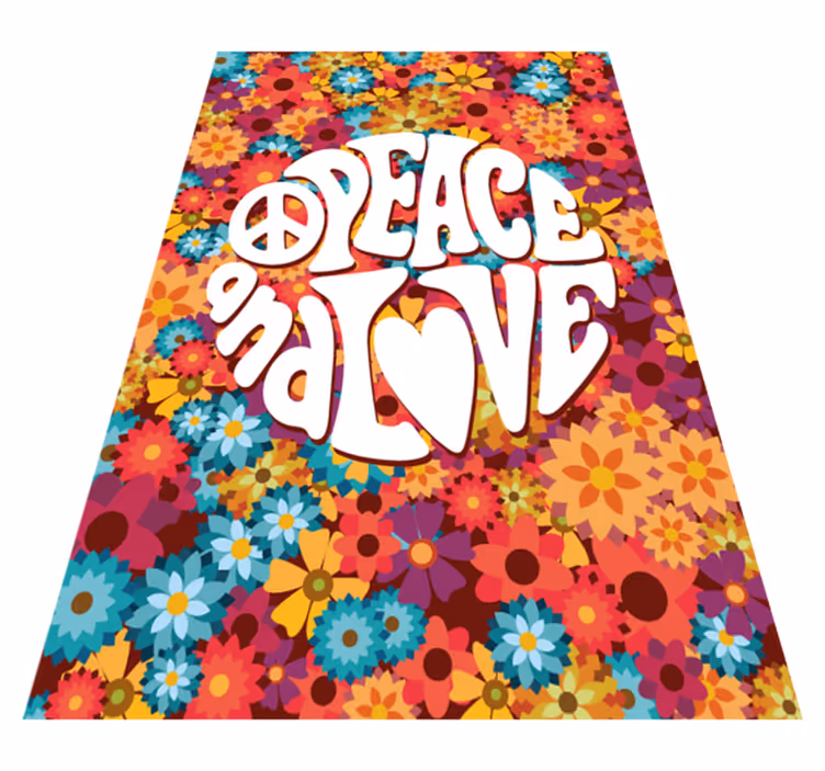 Flower vinyl rug peace and love - TenStickers