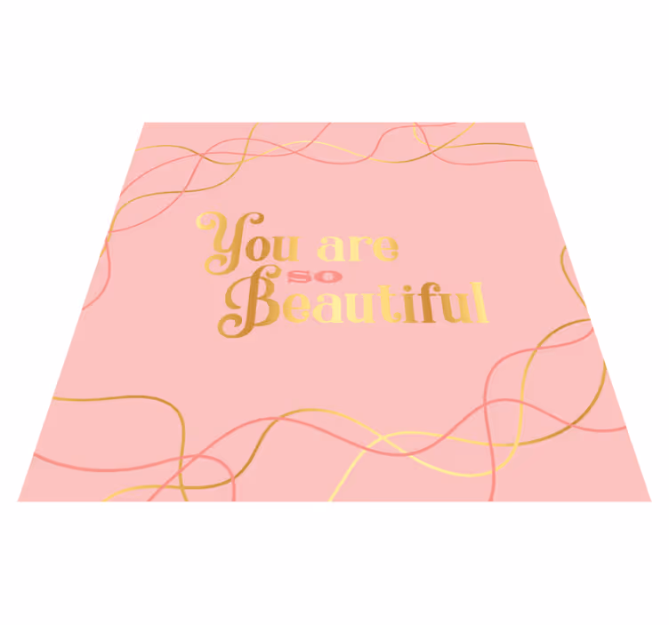 Custom vinyl rug you are beautiful pink watercolor - TenStickers