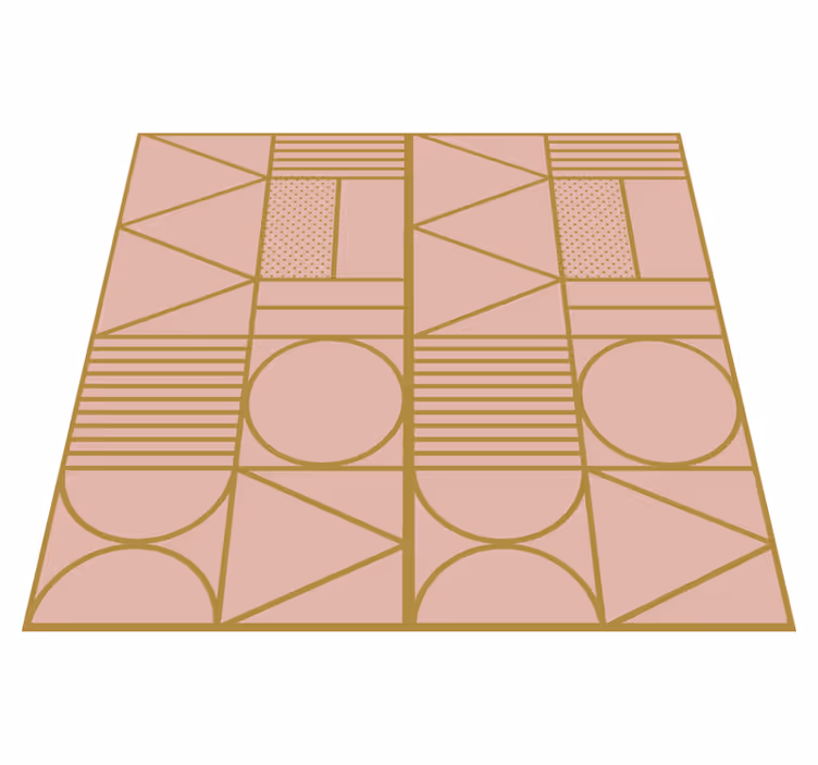 Textured vinyl rug in gold and pink blocks - TenStickers