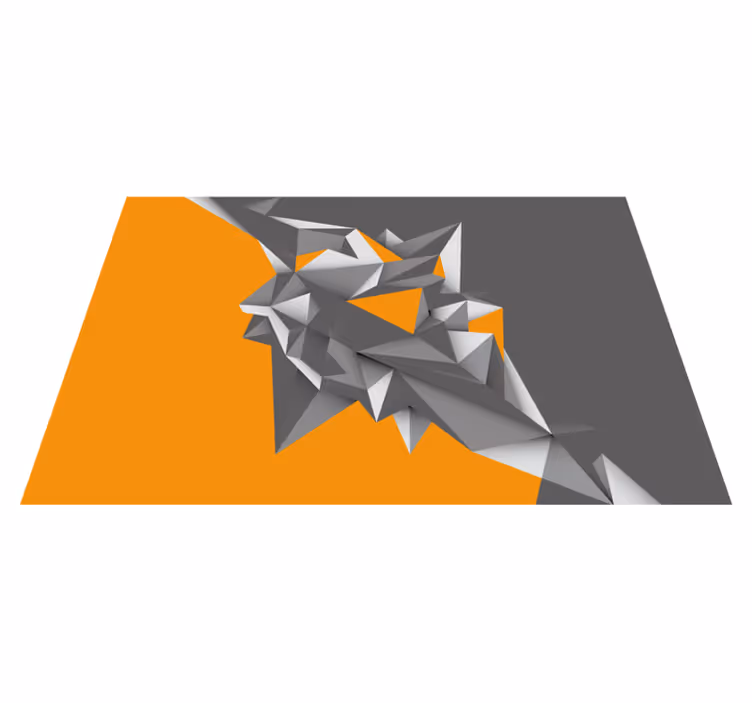 Geometric vinyl rug in gray and orange abstract forms - TenStickers