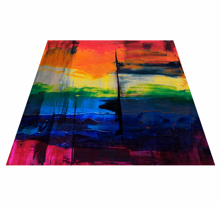 Geometric vinyl rug in multicolored squares and rectangles - TenStickers