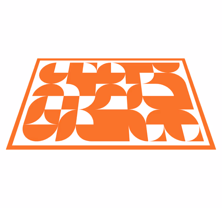 Geometric vinyl rug with orange circle pattern - TenStickers