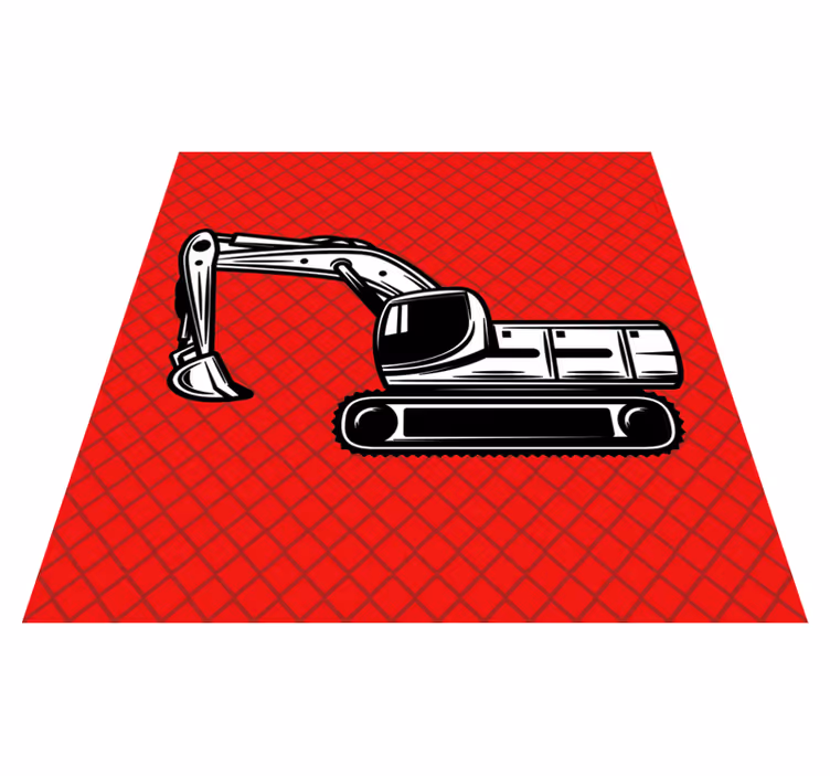 Kids vinyl rug monocolor large excavator - TenStickers