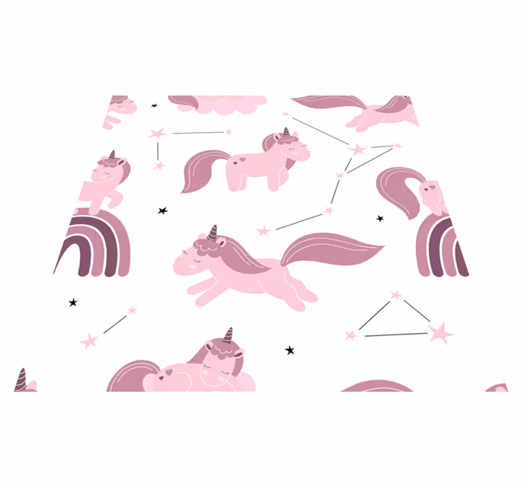 Kids vinyl rug featuring funny unicorns and stars - TenStickers