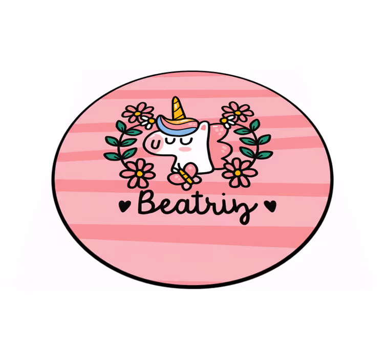 Kids vinyl rug cute flower unicorn - TenStickers