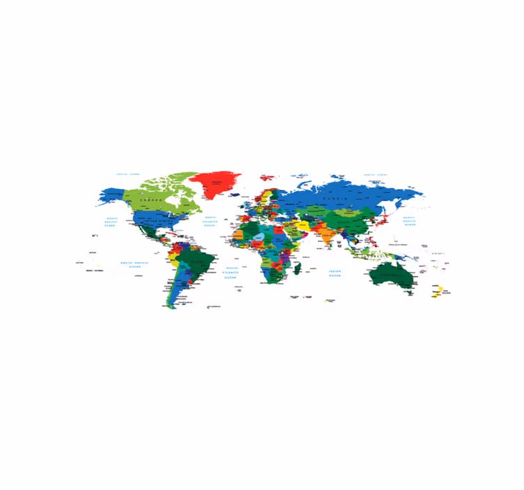 World map vinyl rug with political cartography design - TenStickers