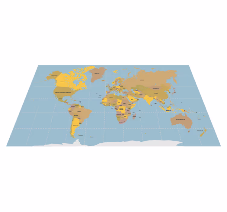 Blue and beige world map vinyl rug - TenStickers