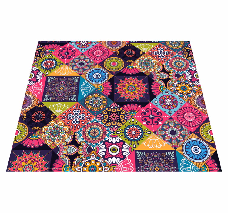 Living room vinyl rug dark mandala pattern - TenStickers