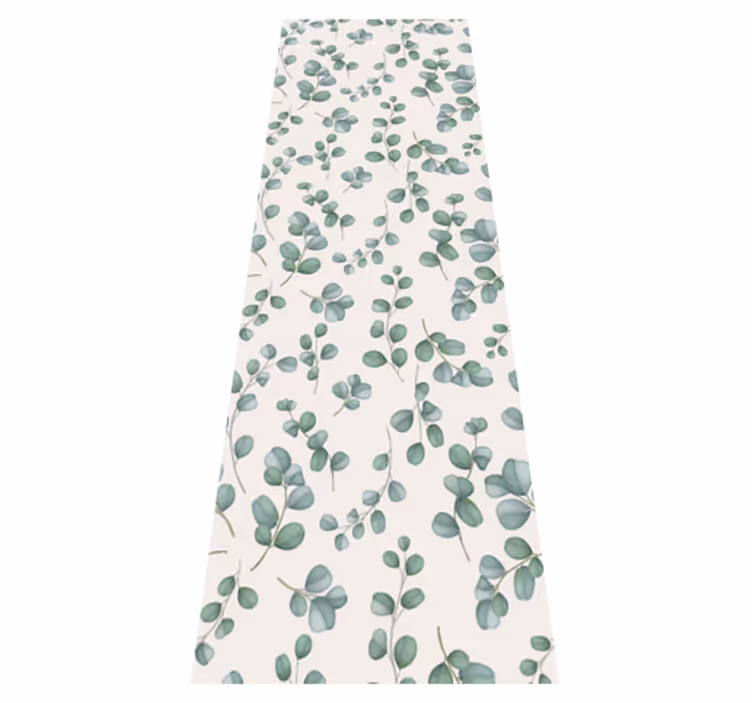 Living room vinyl rug with watercolor leaves beige - TenStickers