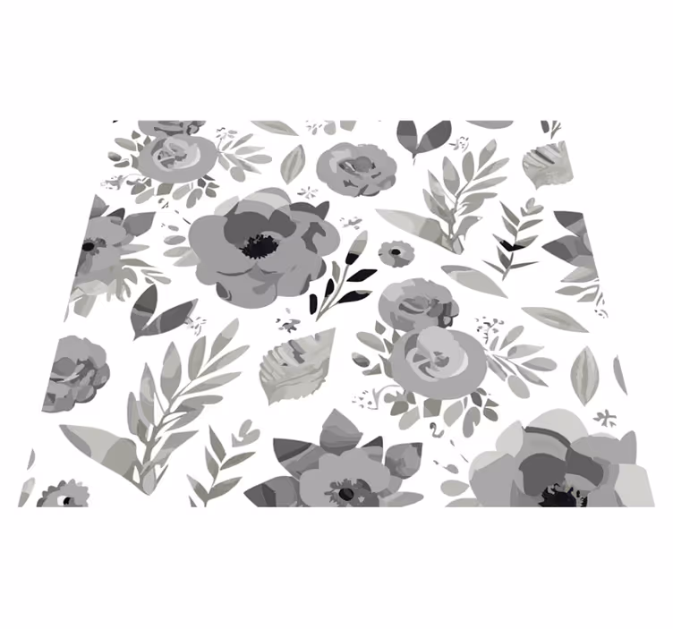Gray vinyl rug with aquarella flowers design - TenStickers
