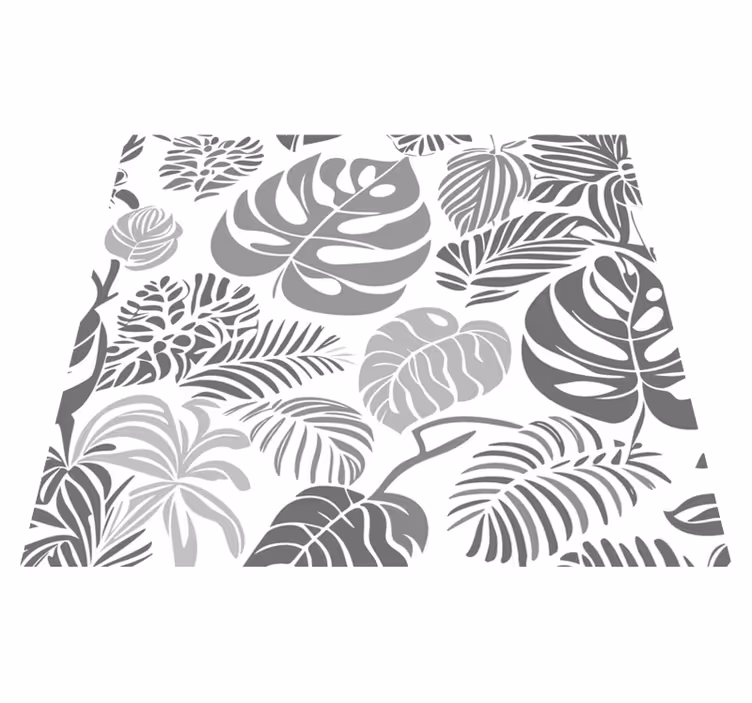 Gray vinyl rug with monstera leaves design - TenStickers