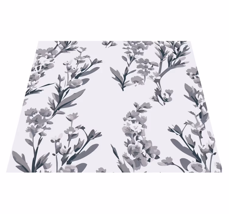 Gray vinyl rug with floral pattern - TenStickers