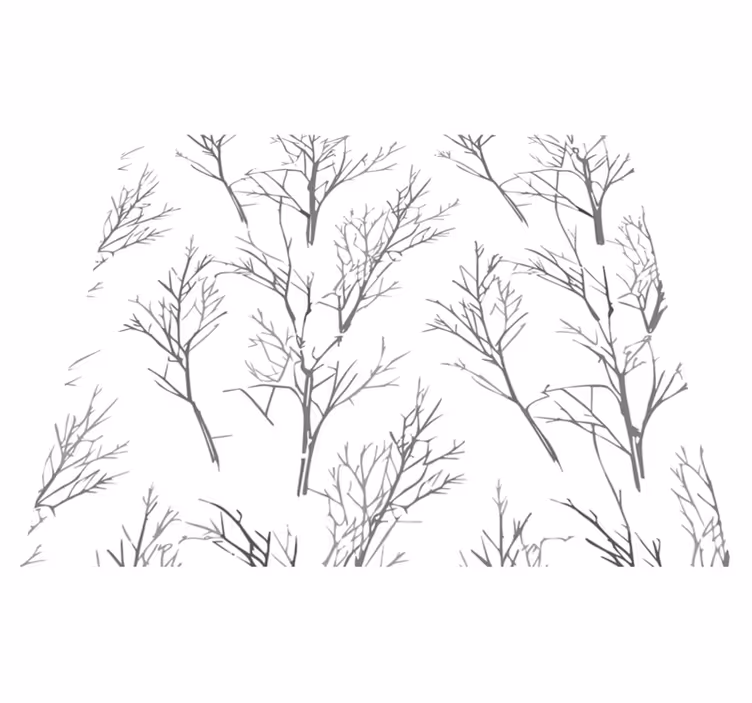 Gray vinyl rug with slender branches design - TenStickers