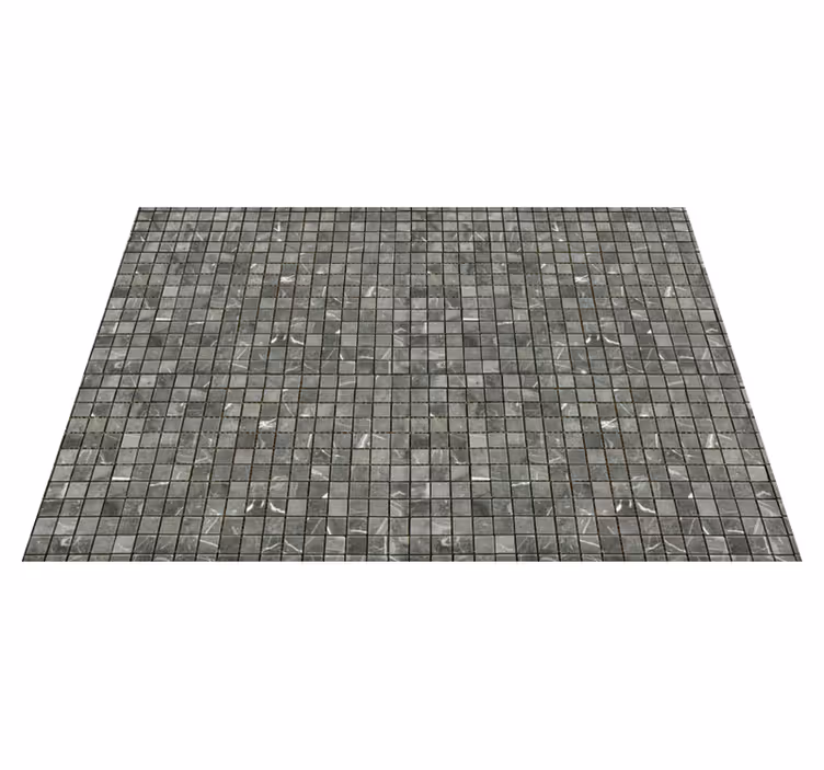 Gray vinyl rug with black tile design - TenStickers