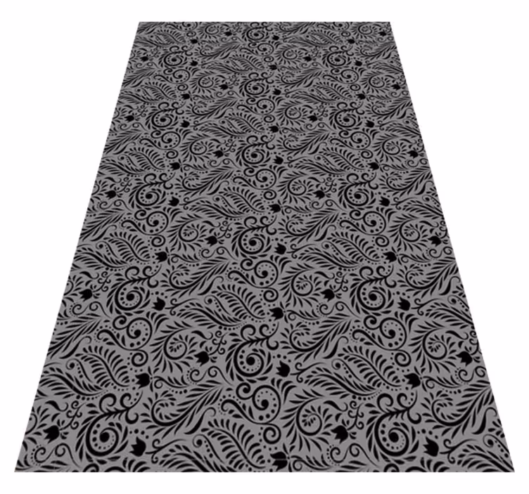 Gray vinyl rug with decorative swirl patterns - TenStickers