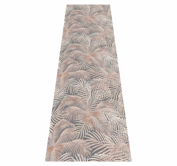 Hallway vinyl rug palm leaves outline design - TenStickers