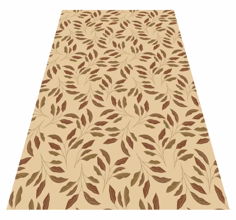 Beige vinyl rug leafy elegance - TenStickers