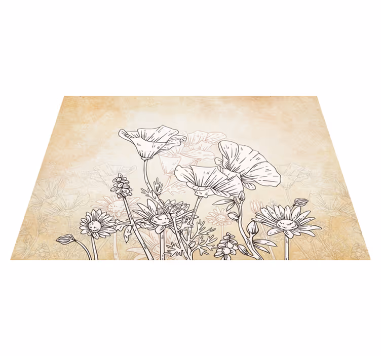 Beige vinyl rug in vintage meadow design - TenStickers