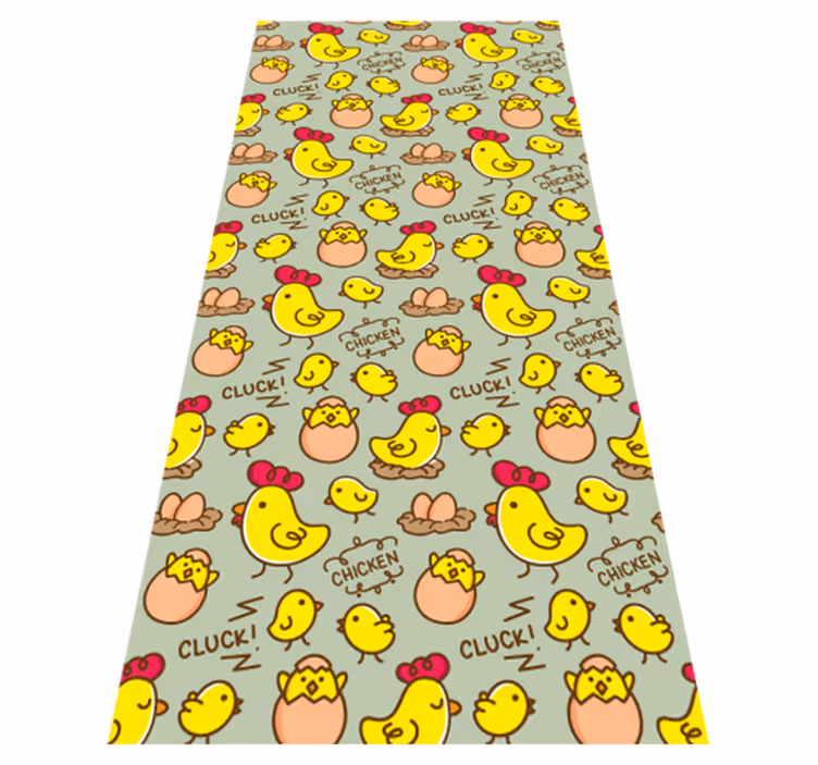 Yellow vinyl rug with adorable chicken egg design - TenStickers