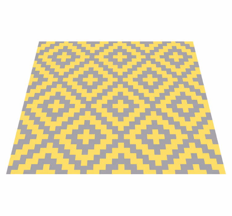 Yellow vinyl rug in grey and yellow triangle pattern - TenStickers