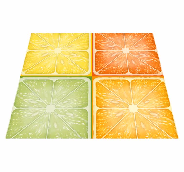 Yellow vinyl rug in vibrant citrus design - TenStickers