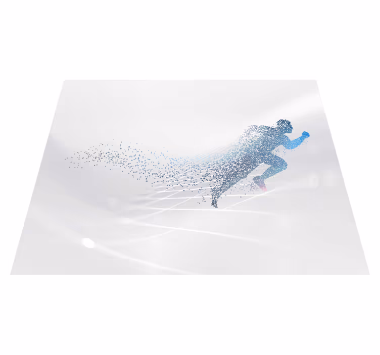 White vinyl rug in a flowing abstract design - TenStickers