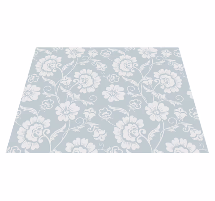 White vinyl rug with "granny chic" floral design - TenStickers