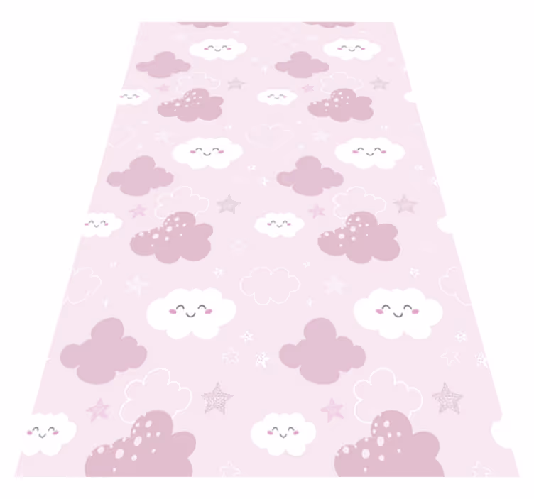 Purple vinyl rug with a pink background and white joy - TenStickers