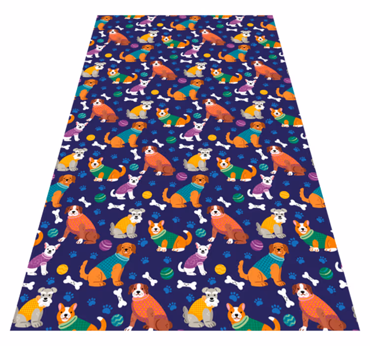 Purple vinyl rug with vibrant dog pattern - TenStickers