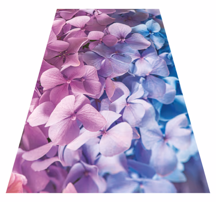 Purple vinyl rug with various hydrangea flowers - TenStickers