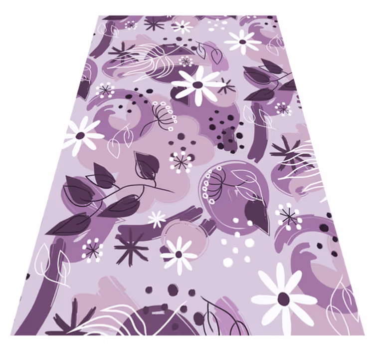 Different purple flowers purple vinyl rug - TenStickers