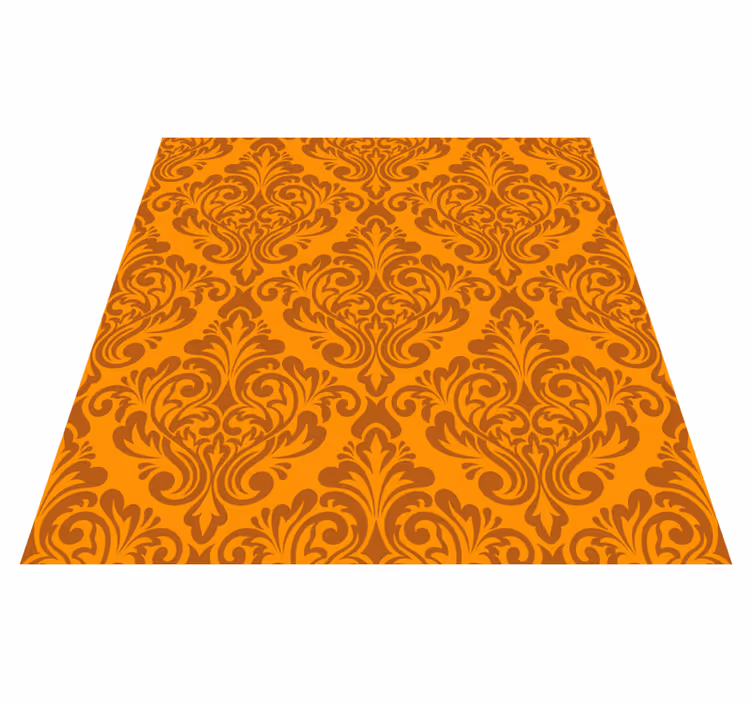 Orange vinyl rug in vintage orange damask style - TenStickers