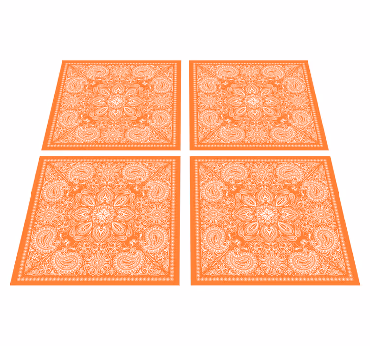 Orange vinyl rug paisley pattern - TenStickers