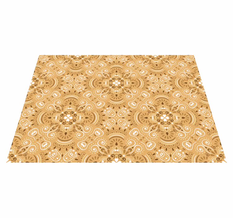 Orange vinyl rug with vintage beige floral design - TenStickers